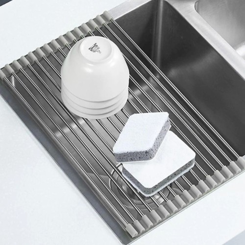 Stainless Steel Over Sink Roll Up Dish Rack